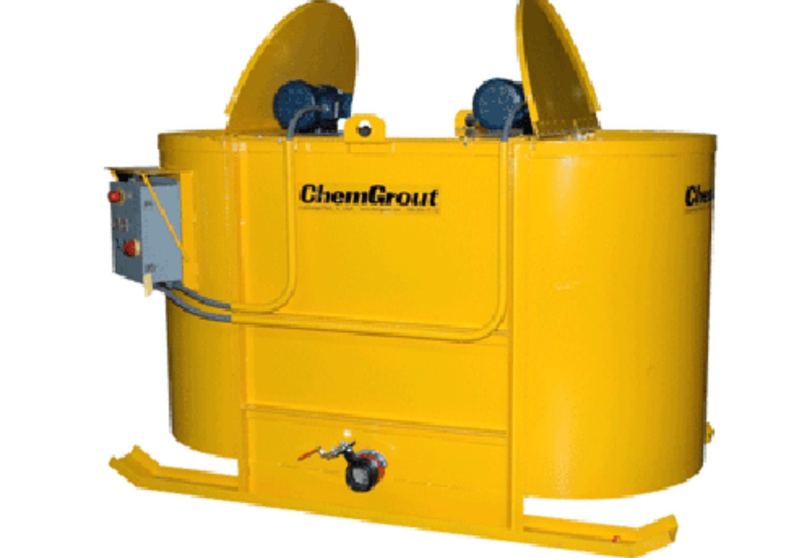 Large ChemGrout paddle mixer and agitator tank for high-volume grout preparation